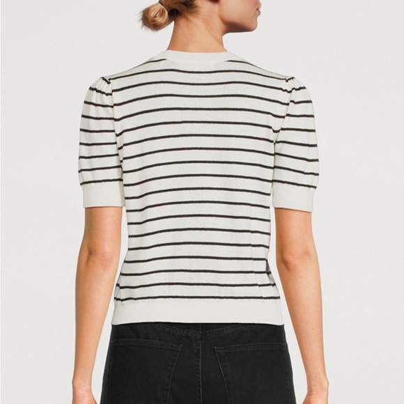 FRAME The Gathered Sweater- in black and white - Picture 3 of 3